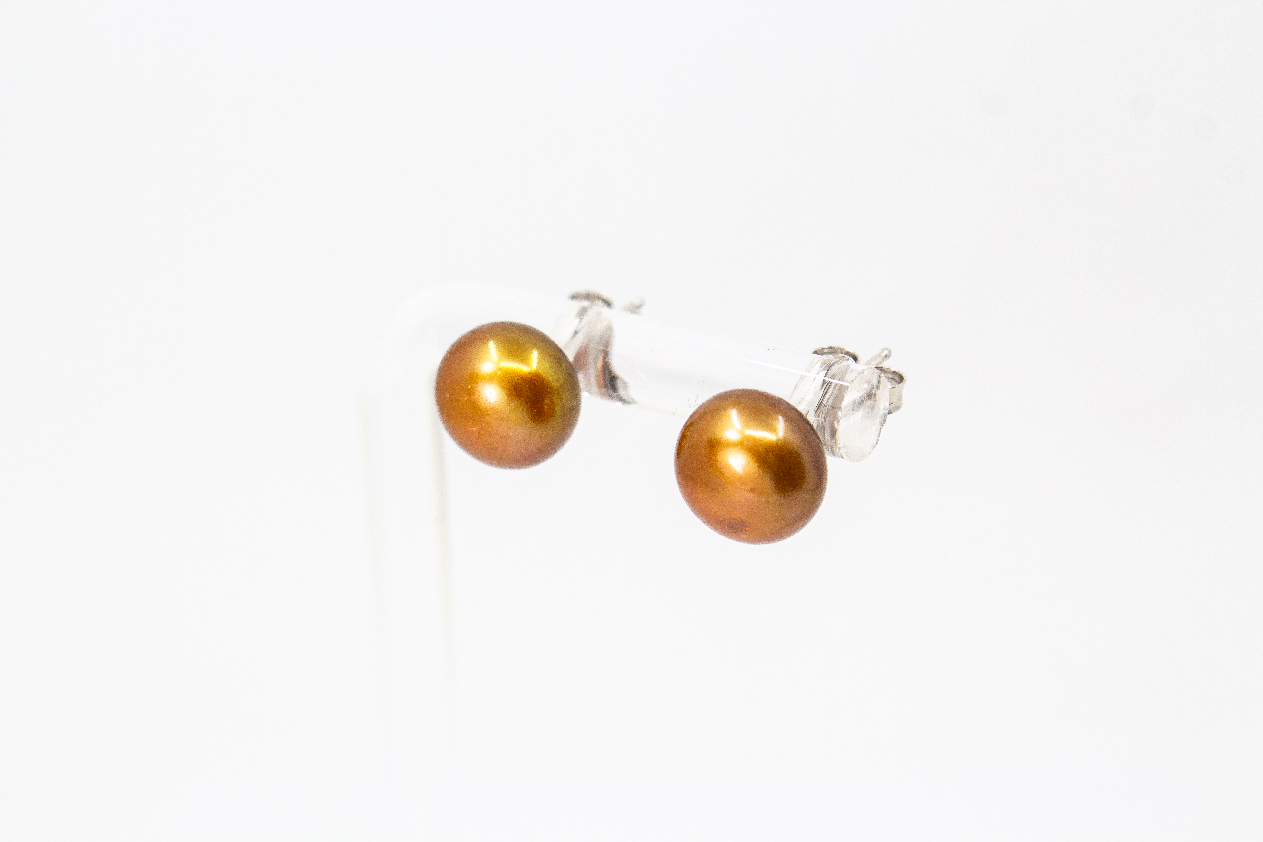 Elegante Perlenohrstecker aus 925 Sterling Silber mit echten, bronzefarben schimmernden Süßwasserzuchtperlen