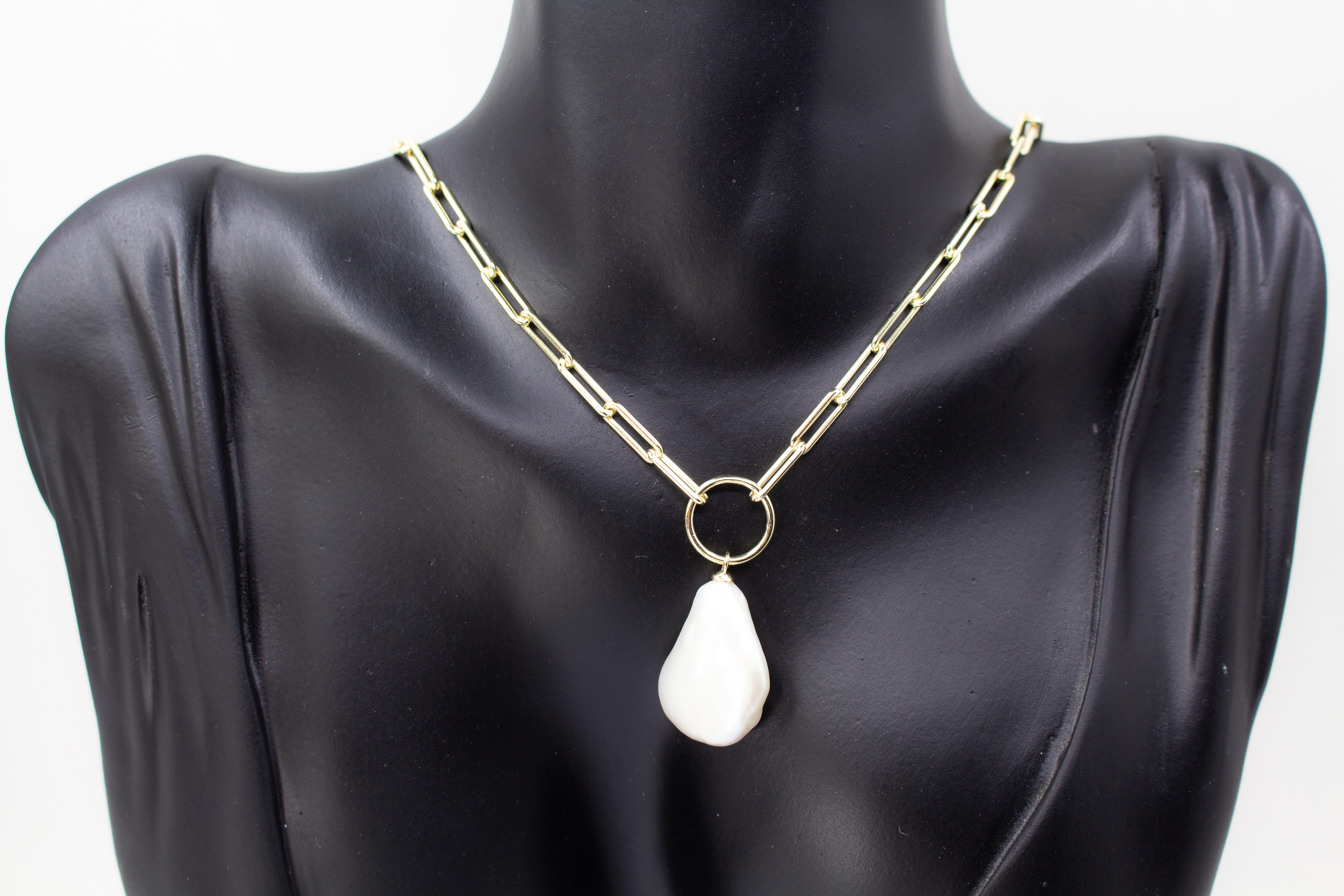 Vergoldete Silberkette „Lumière de Mer“ - 925 Silber Kette mit Barockperle