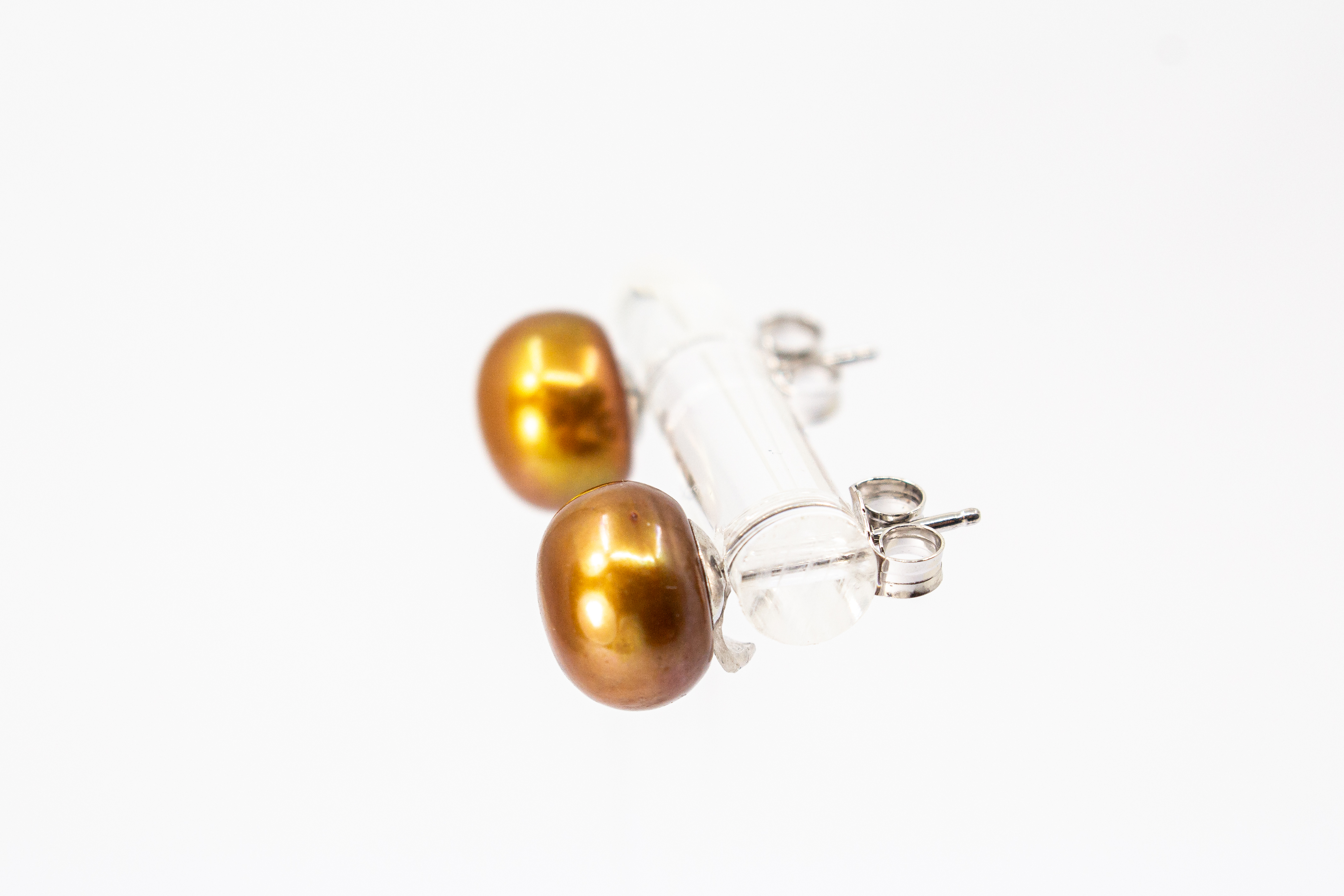 Elegante Perlenohrstecker aus 925 Sterling Silber mit echten, bronzefarben schimmernden Süßwasserzuchtperlen