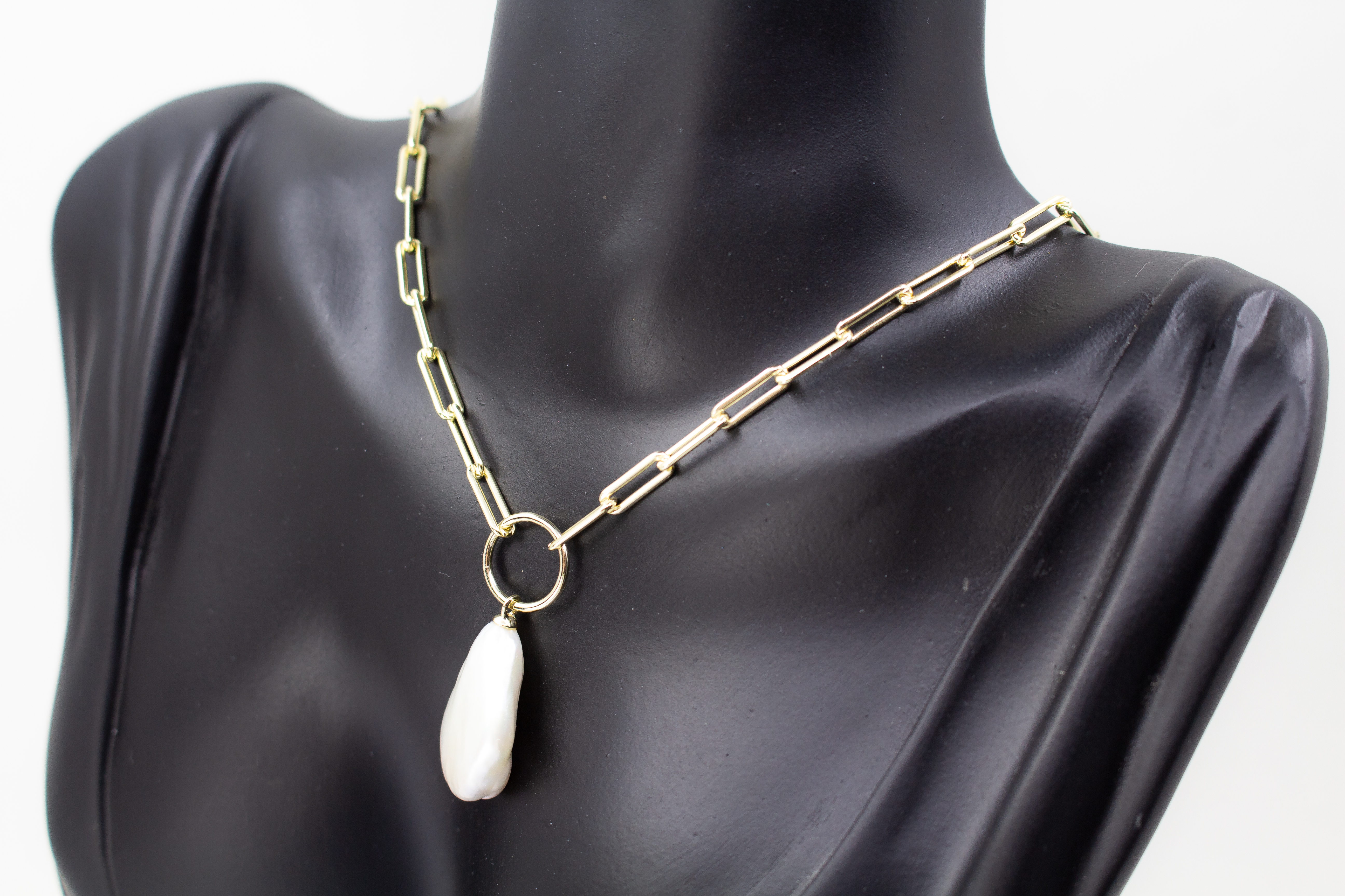 Vergoldete Silberkette „Lumière de Mer“ - 925 Silber Kette mit Barockperle